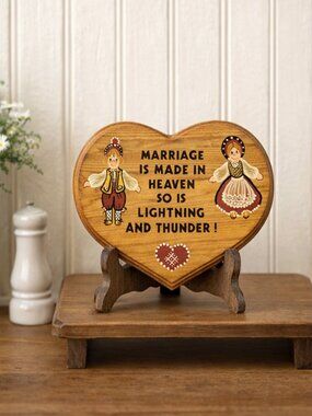 Small Vintage Wood Folk Art Sign for Wall Hanging Funny Wedding Anniversary Gift